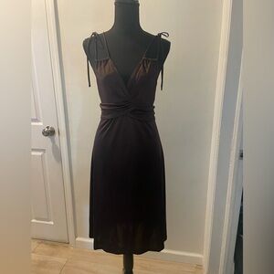 Arden B Brown Midi Dress with Tie Straps